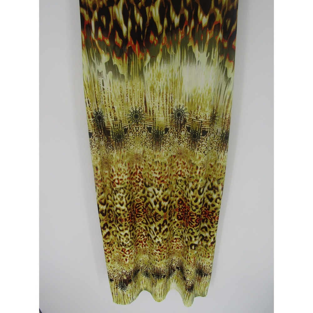 Maxi Dress Medium Mulit Color Animal Print Beaded Boho Beachy Resortwear Festive - Picture 13 of 15